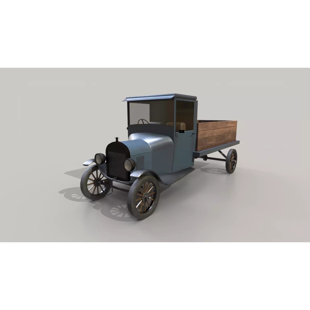 1920s Truck 3D Model – Low Poly Game Ready Asset, FBX - View 2