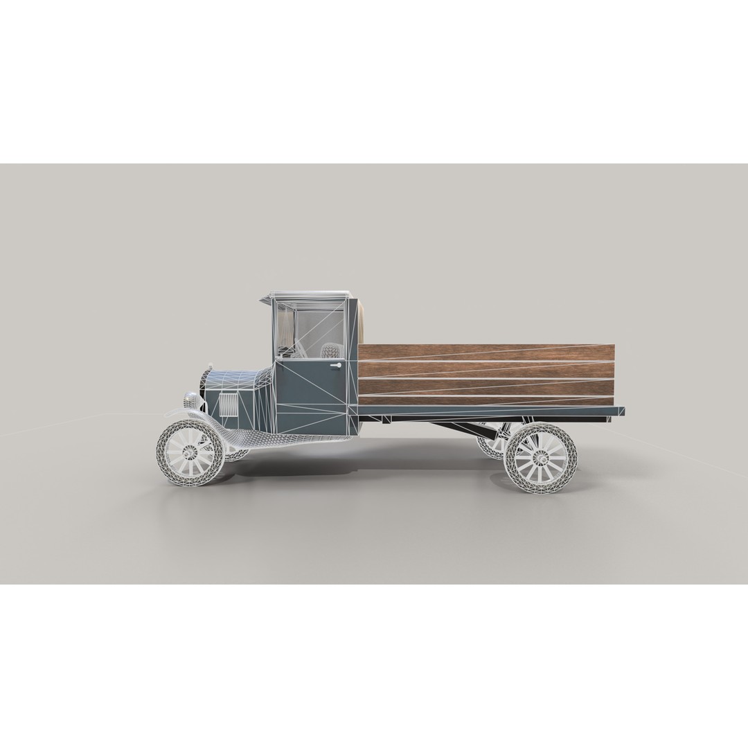 1920s Truck 3D Model – Low Poly Game Ready Asset, FBX - View 22