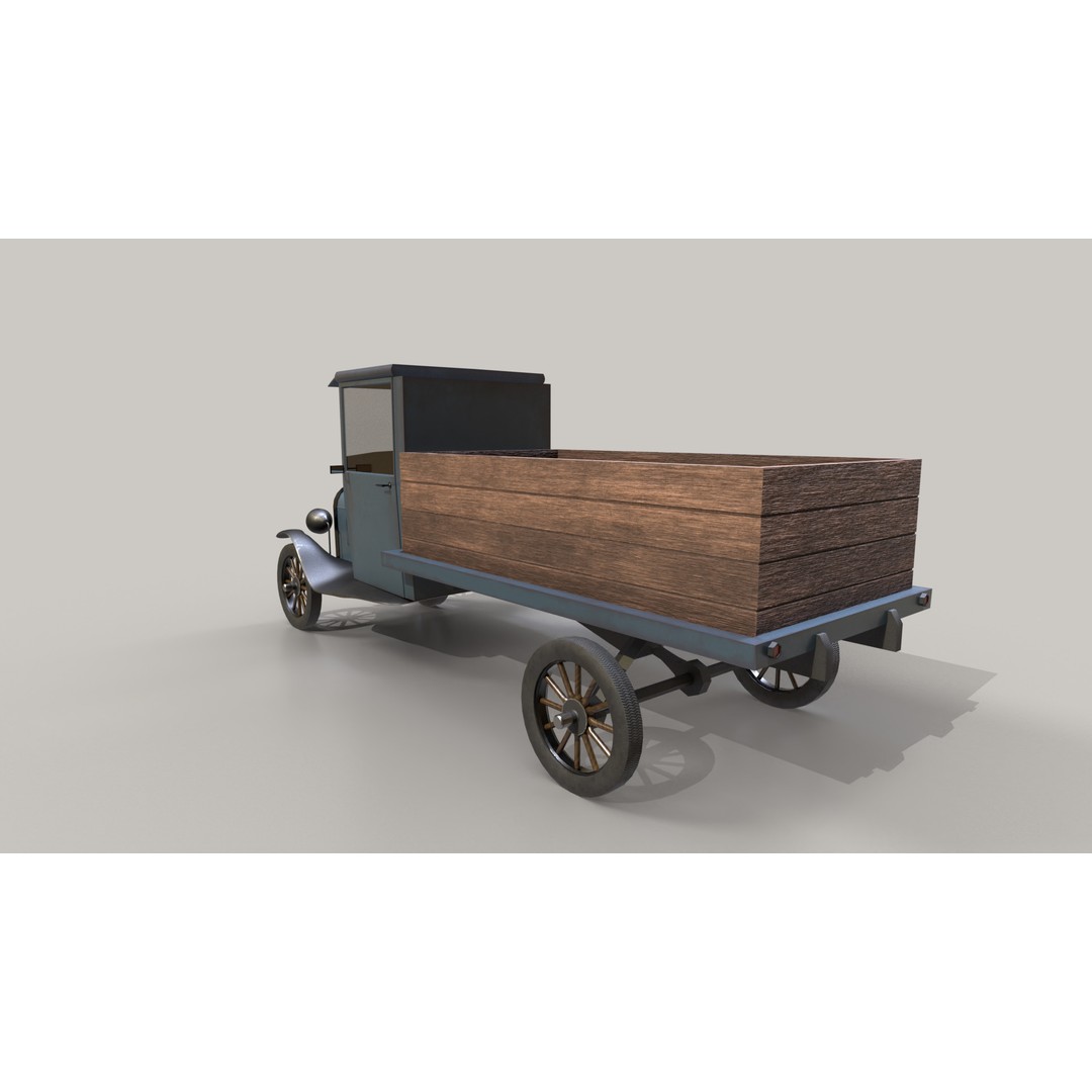 1920s Truck 3D Model – Low Poly Game Ready Asset, FBX - View 4