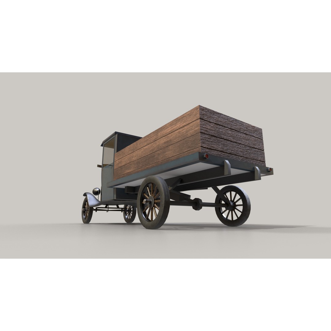 1920s Truck 3D Model – Low Poly Game Ready Asset, FBX - View 5