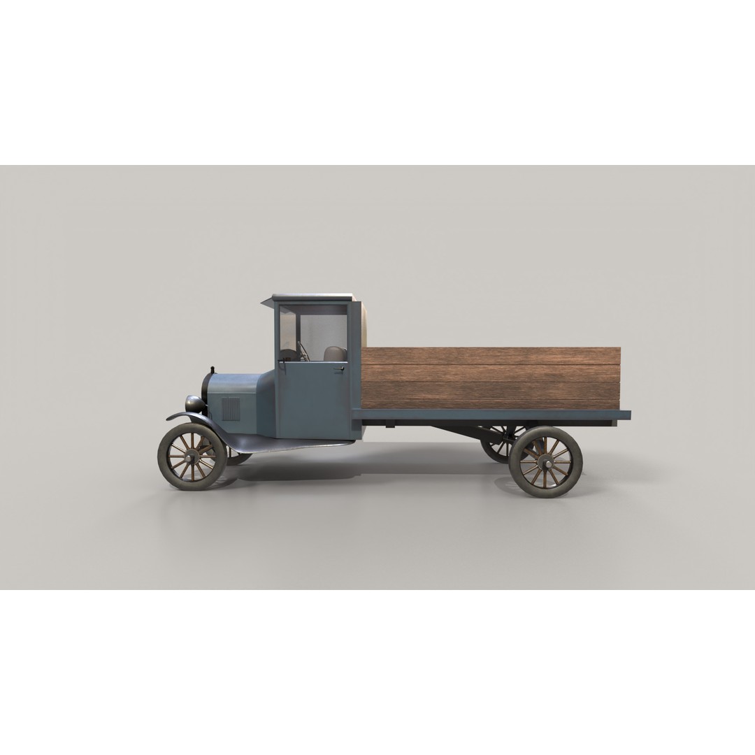 1920s Truck 3D Model – Low Poly Game Ready Asset, FBX - View 7