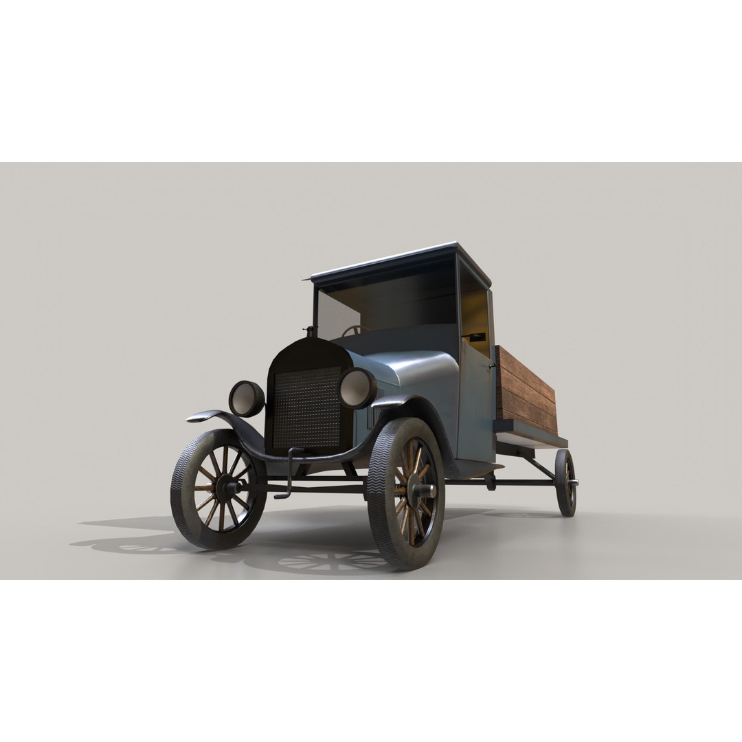 1920s Truck 3D Model – Low Poly Game Ready Asset, FBX - View 9