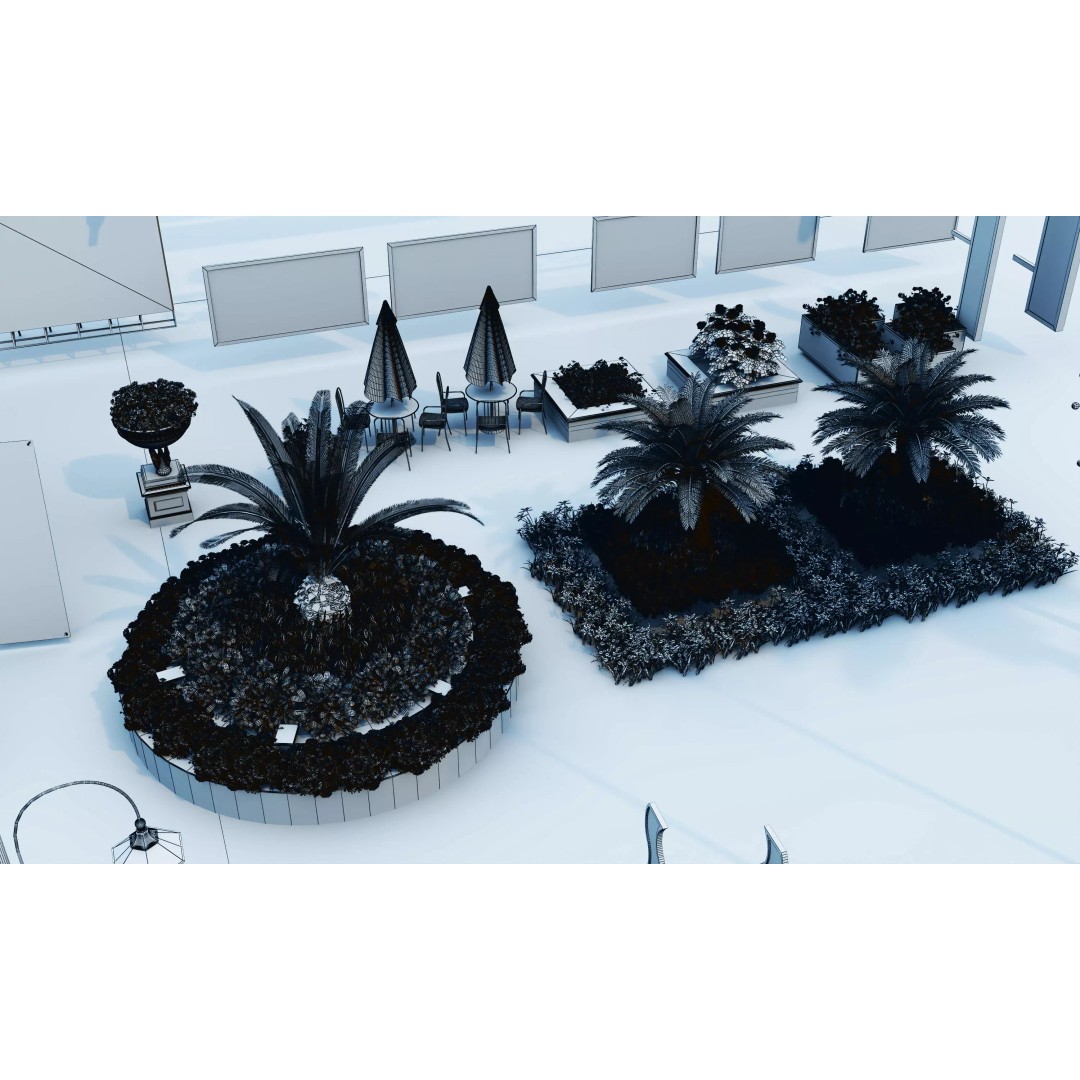 Commercial Street Kitbash 3D Model – Low Poly Outdoor Assets, FBX & OBJ