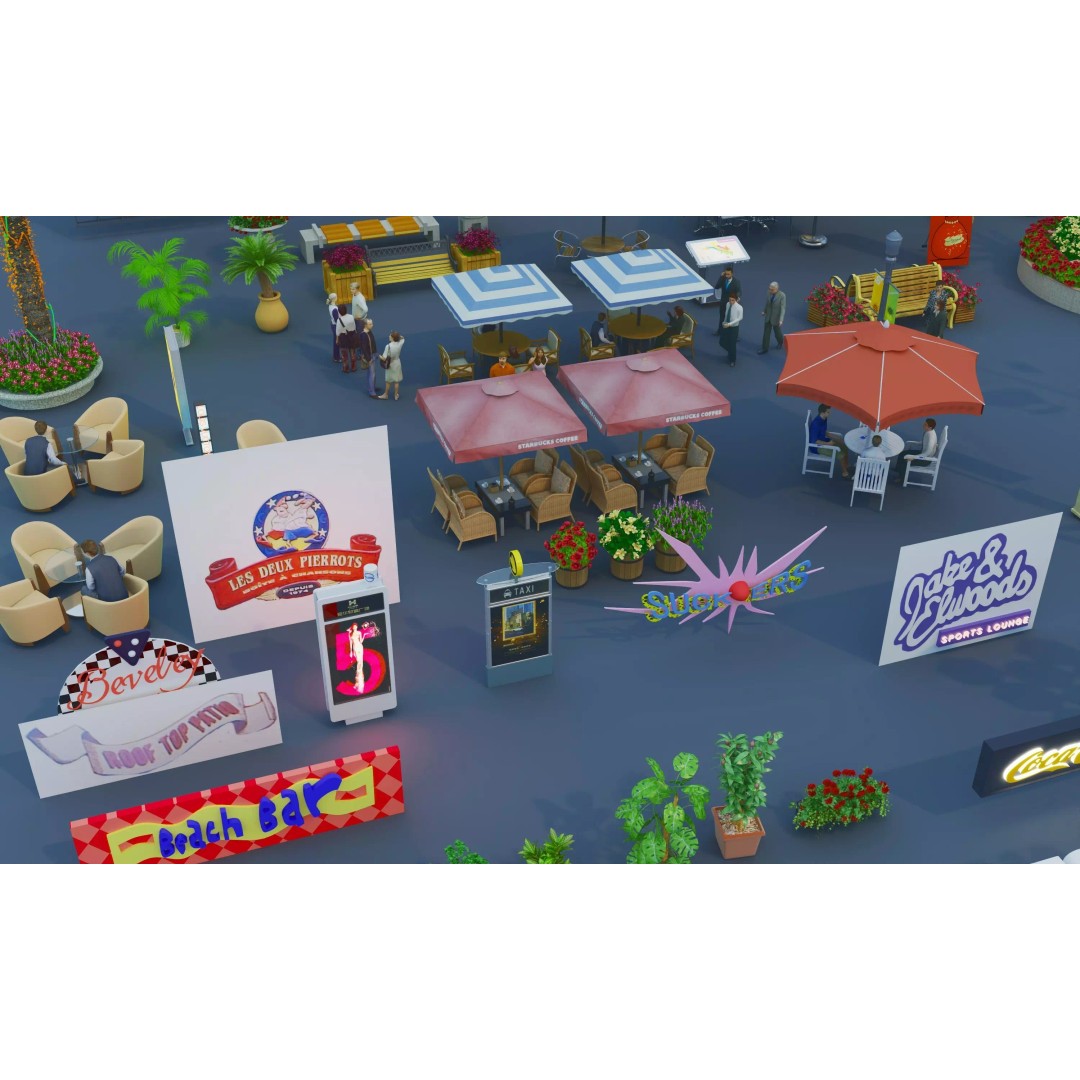 Commercial Street Kitbash 3D Model – Low Poly Outdoor Assets, FBX & OBJ - View 3