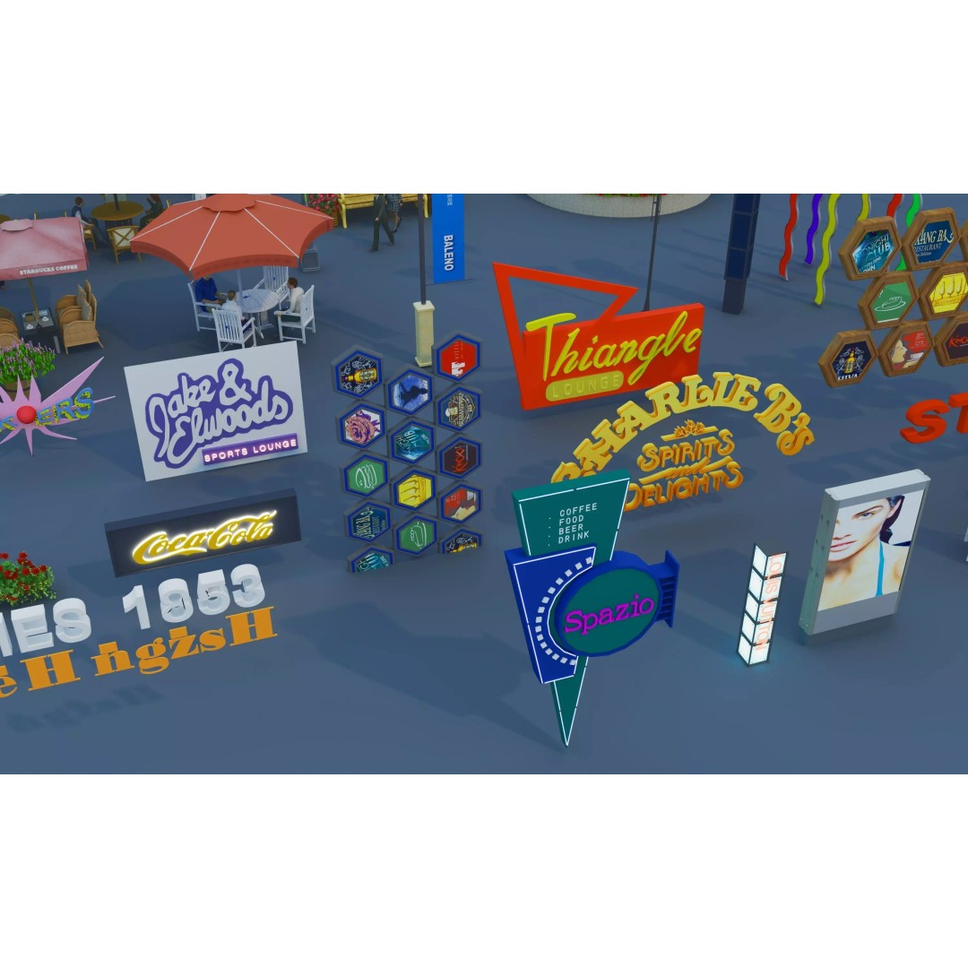 Commercial Street Kitbash 3D Model – Low Poly Outdoor Assets, FBX & OBJ - View 7