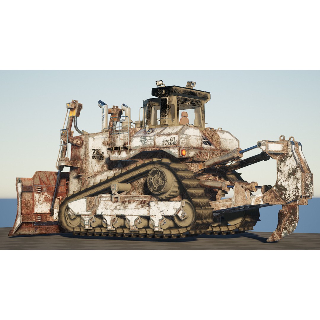 BullDozer 3D Model – Low Poly Rigged Animation Asset, FBX, OBJ - View 10