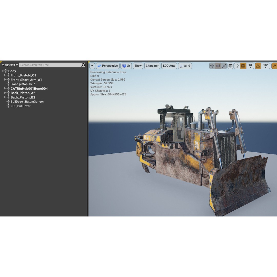 BullDozer 3D Model – Low Poly Rigged Animation Asset, FBX, OBJ - View 11
