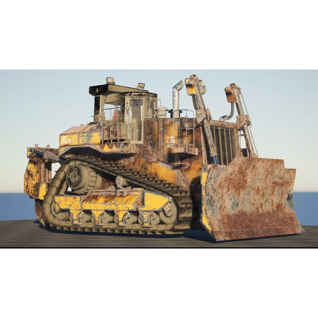BullDozer 3D Model – Low Poly Rigged Animation Asset, FBX, OBJ - View 2