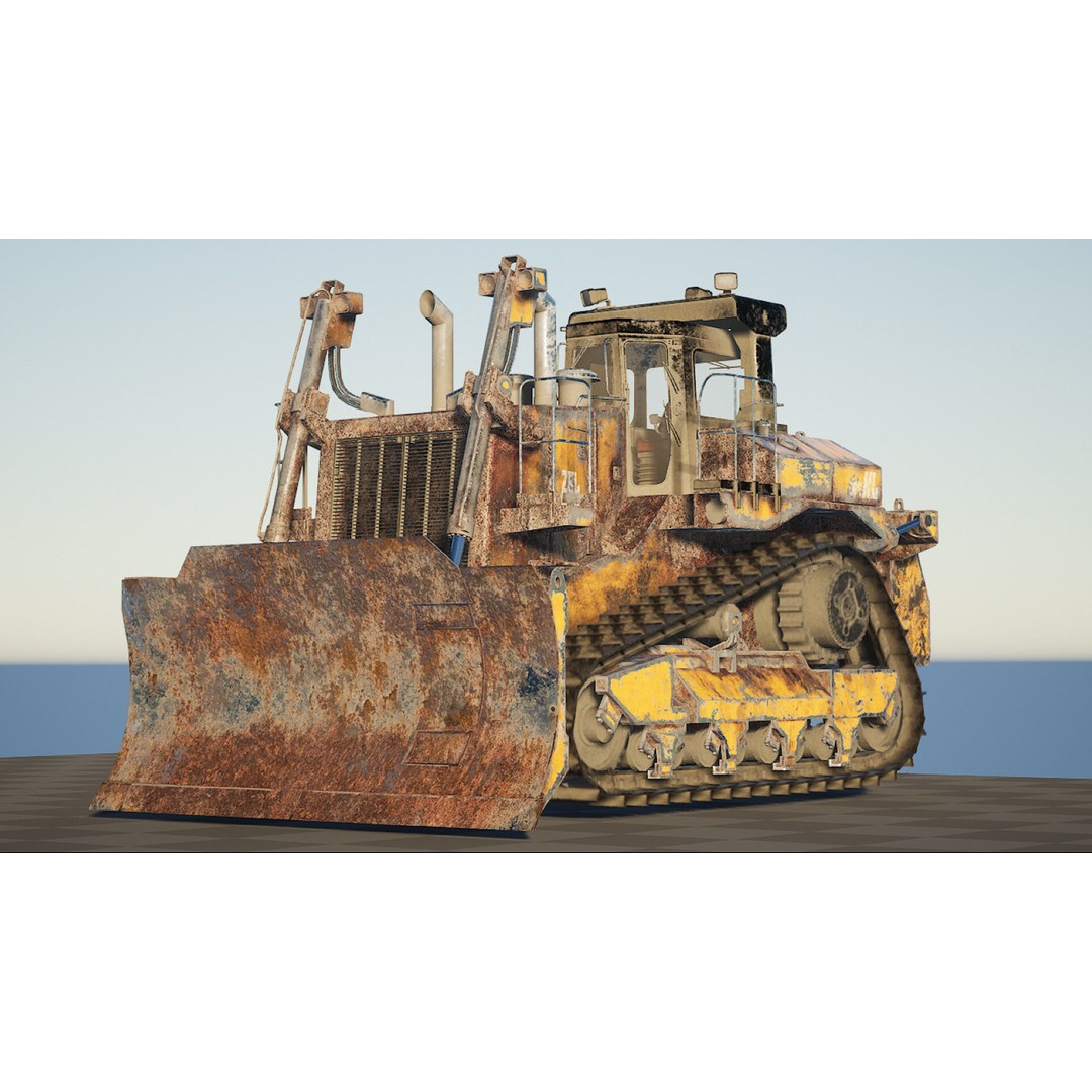 BullDozer 3D Model – Low Poly Rigged Animation Asset, FBX, OBJ - View 4