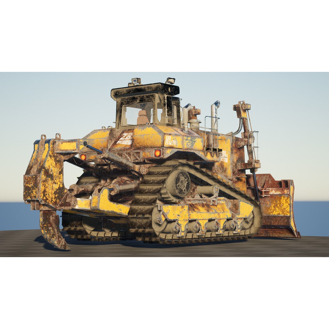BullDozer 3D Model – Low Poly Rigged Animation Asset, FBX, OBJ - View 5
