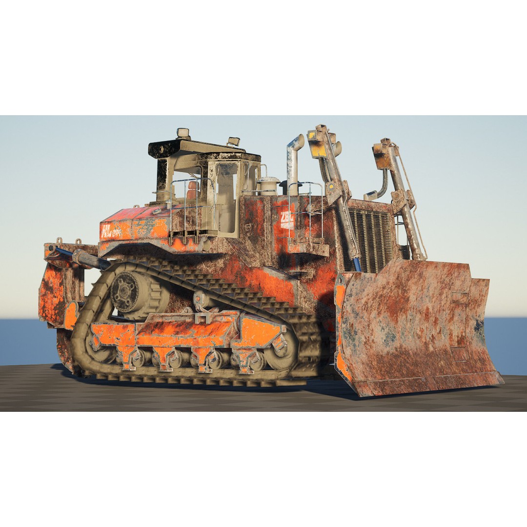 BullDozer 3D Model – Low Poly Rigged Animation Asset, FBX, OBJ - View 7