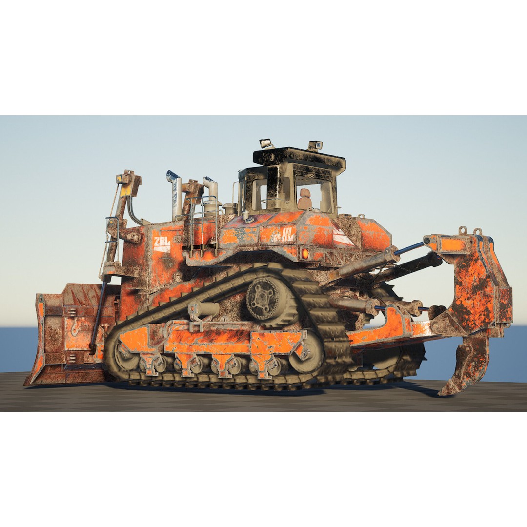 BullDozer 3D Model – Low Poly Rigged Animation Asset, FBX, OBJ - View 8