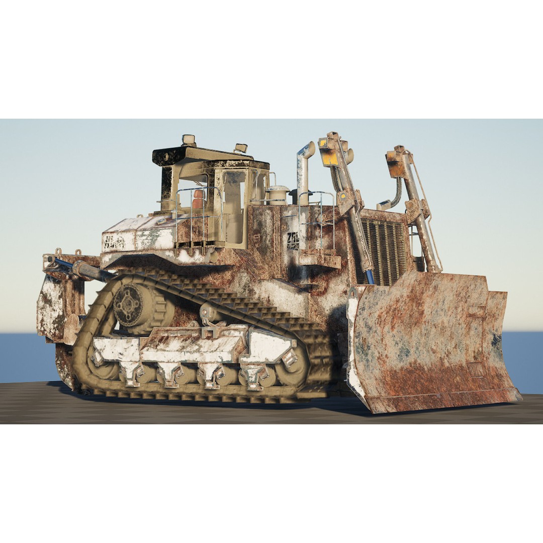 BullDozer 3D Model – Low Poly Rigged Animation Asset, FBX, OBJ - View 9