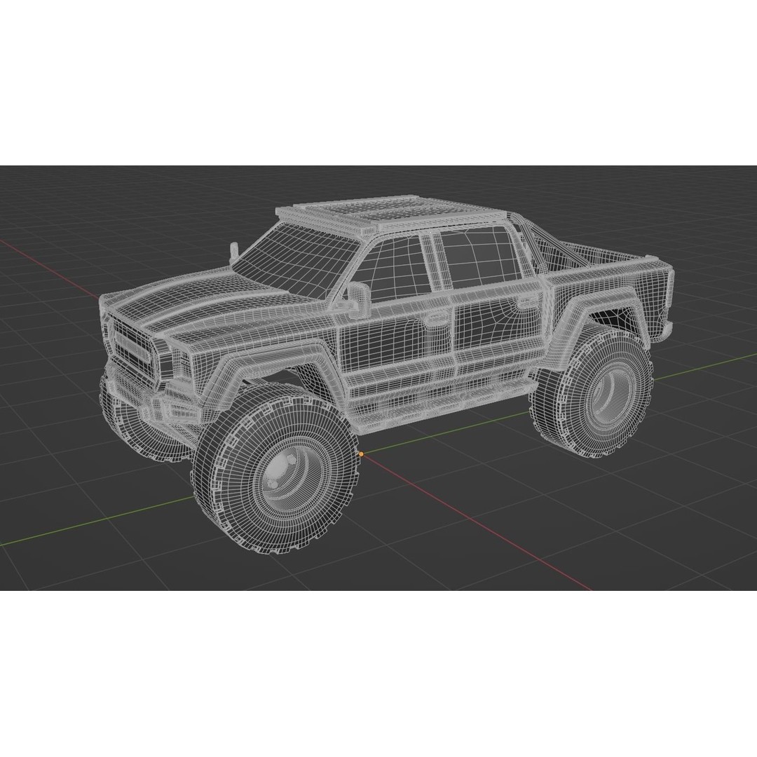 4X4 Truck 3D Model – Low Poly Off-Road Vehicle, PBR Textures, FBX - View 14