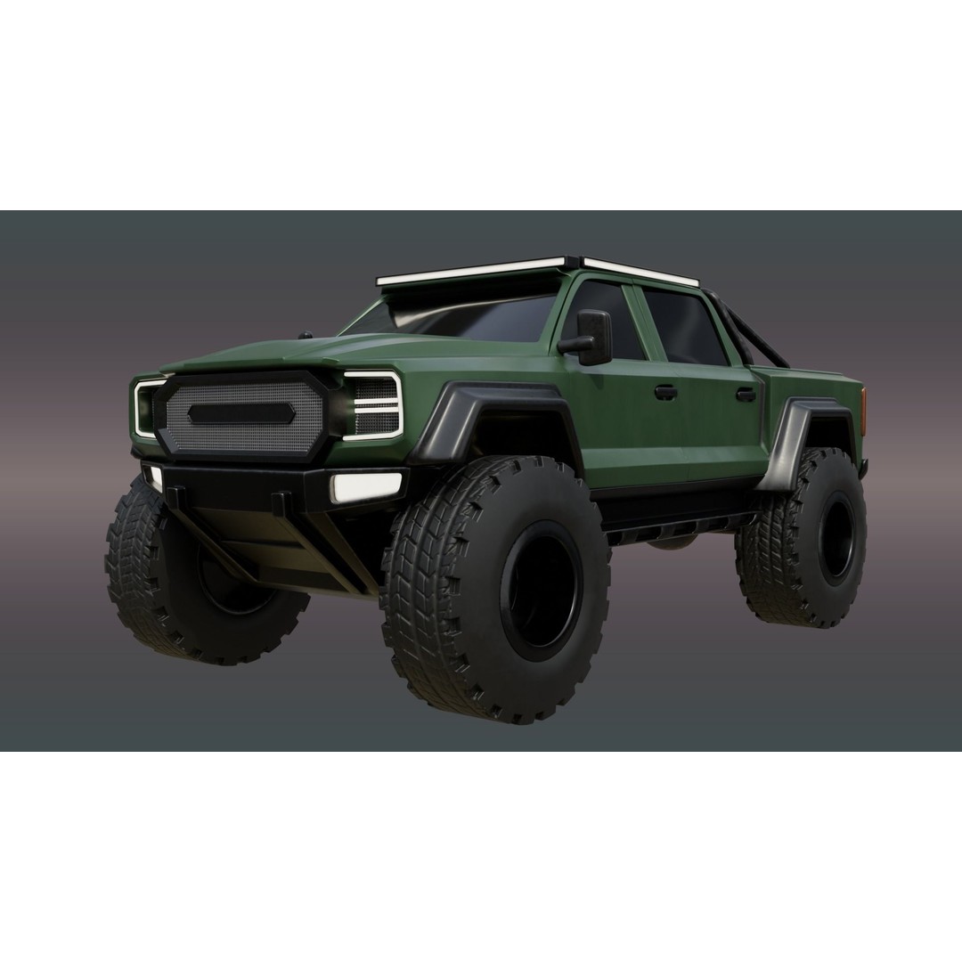 4X4 Truck 3D Model – Low Poly Off-Road Vehicle, PBR Textures, FBX - View 3