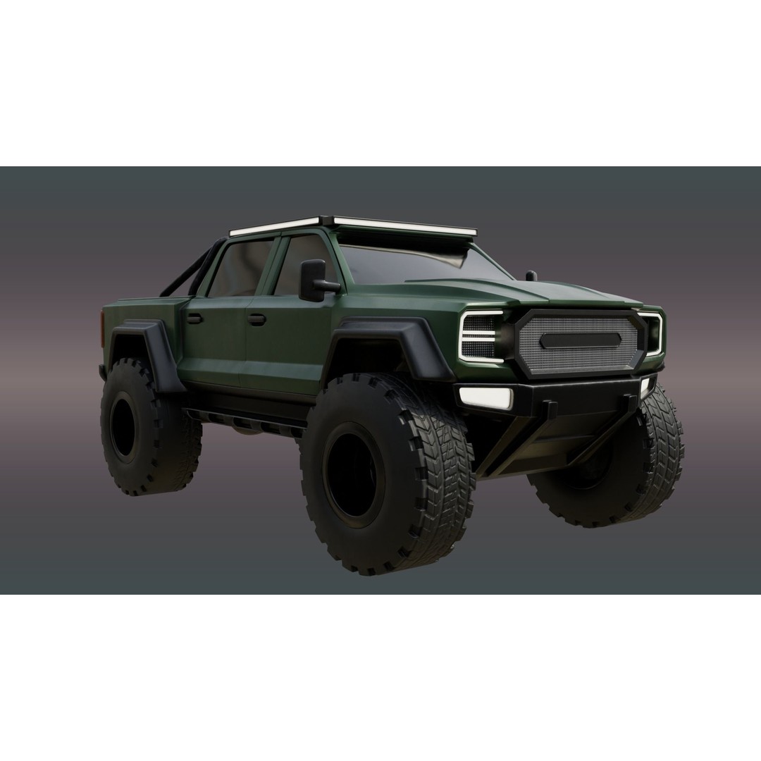 4X4 Truck 3D Model – Low Poly Off-Road Vehicle, PBR Textures, FBX - View 4