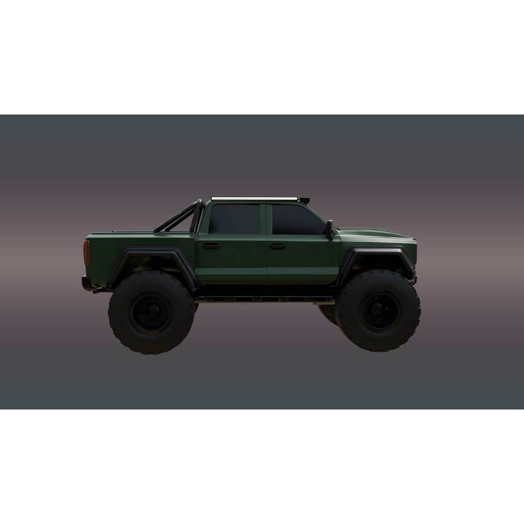 4X4 Truck 3D Model – Low Poly Off-Road Vehicle, PBR Textures, FBX - View 9