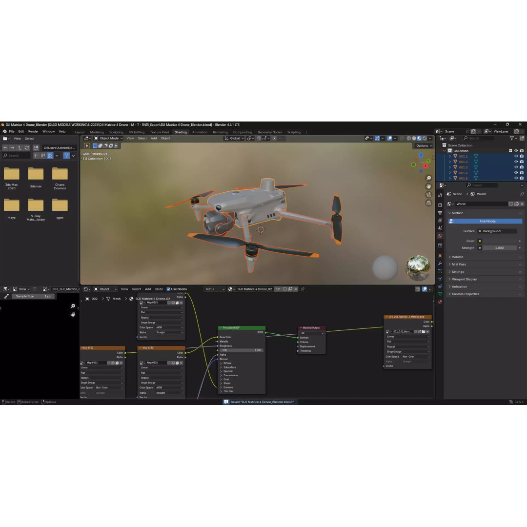 DJI Matrice 4 Drone 3D Model – High Poly PBR Asset, FBX & OBJ - View 27