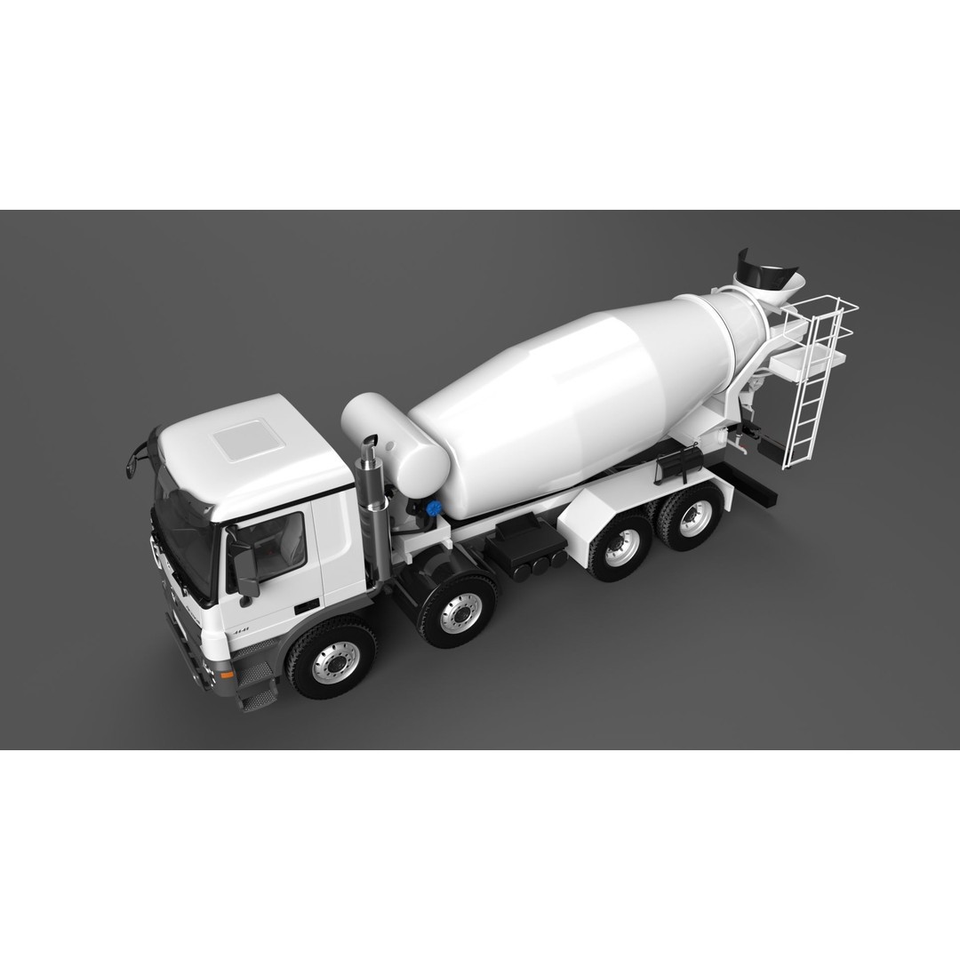 Mercedes ACTROS 4141 B Cement Mixer 3D Model – High Poly PBR Asset, FBX & Blender - View 10