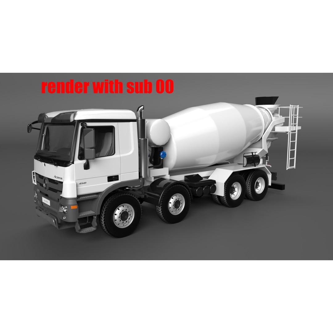 Mercedes ACTROS 4141 B Cement Mixer 3D Model – High Poly PBR Asset, FBX & Blender - View 15