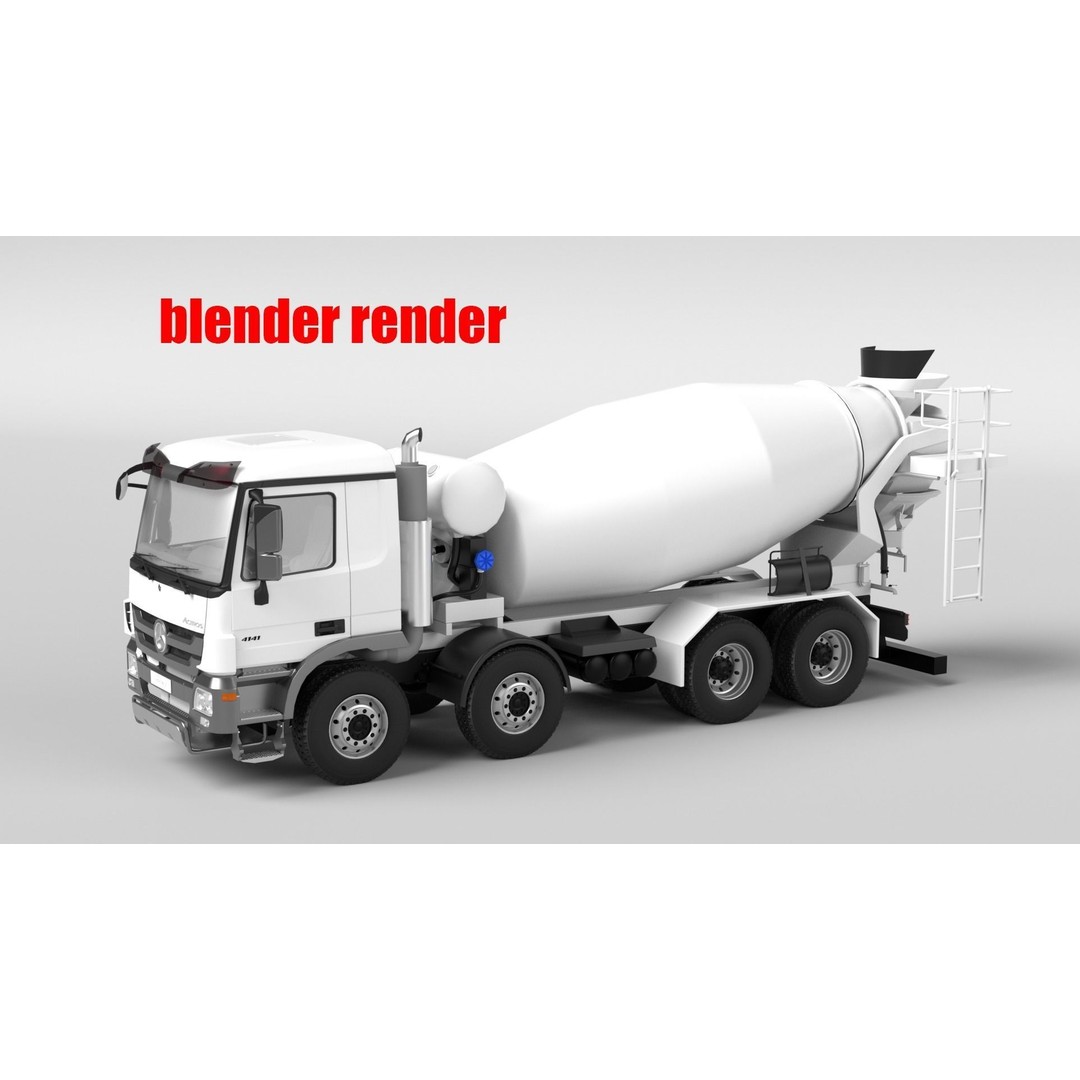Mercedes ACTROS 4141 B Cement Mixer 3D Model – High Poly PBR Asset, FBX & Blender - View 16