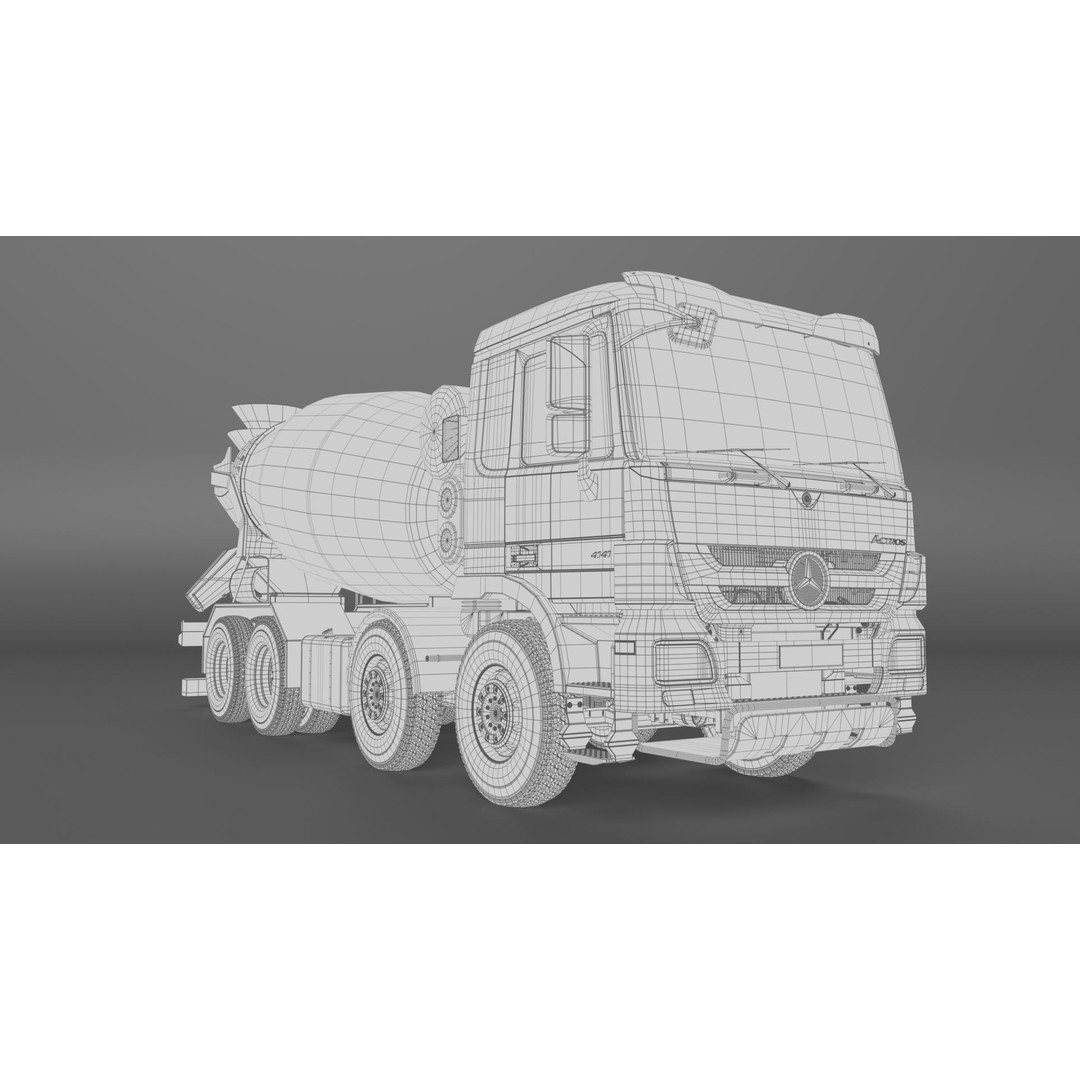 Mercedes ACTROS 4141 B Cement Mixer 3D Model – High Poly PBR Asset, FBX & Blender - View 17