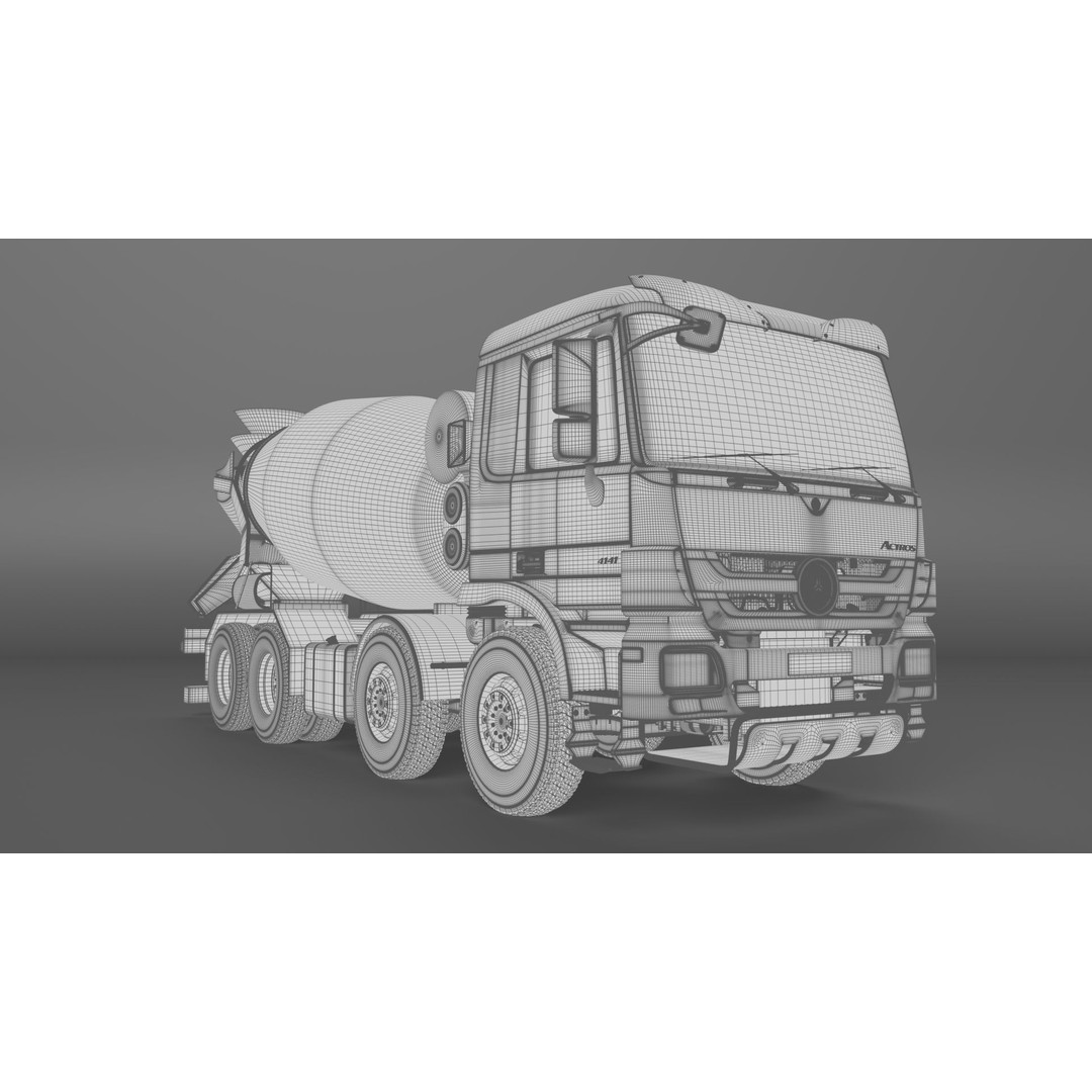 Mercedes ACTROS 4141 B Cement Mixer 3D Model – High Poly PBR Asset, FBX & Blender - View 18