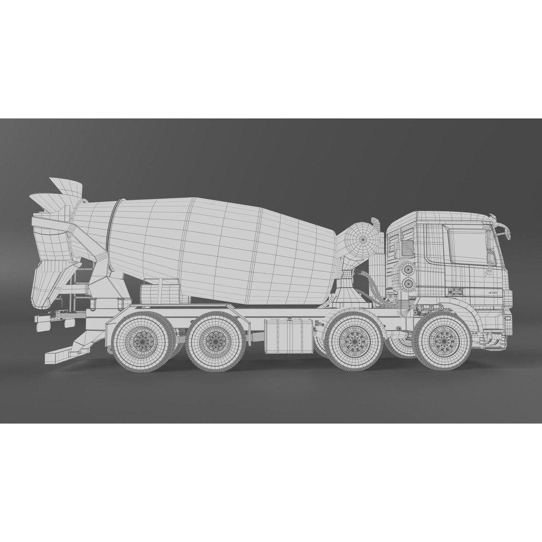 Mercedes ACTROS 4141 B Cement Mixer 3D Model – High Poly PBR Asset, FBX & Blender - View 19