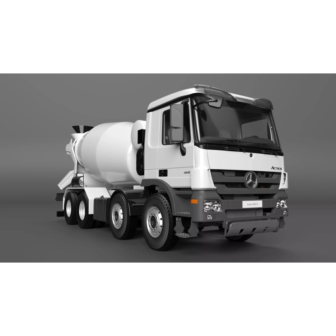 Mercedes ACTROS 4141 B Cement Mixer 3D Model – High Poly PBR Asset, FBX & Blender - View 2