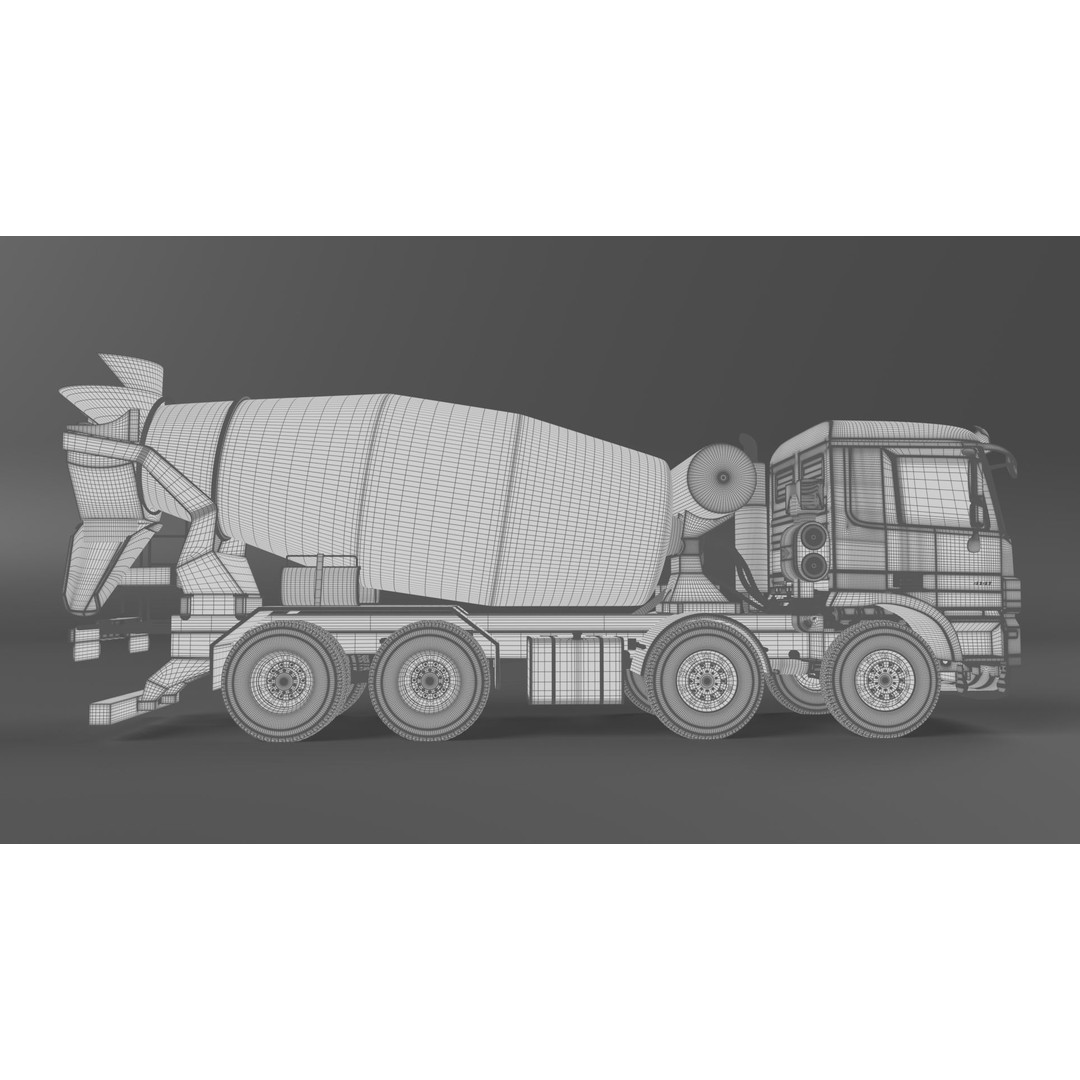 Mercedes ACTROS 4141 B Cement Mixer 3D Model – High Poly PBR Asset, FBX & Blender - View 20
