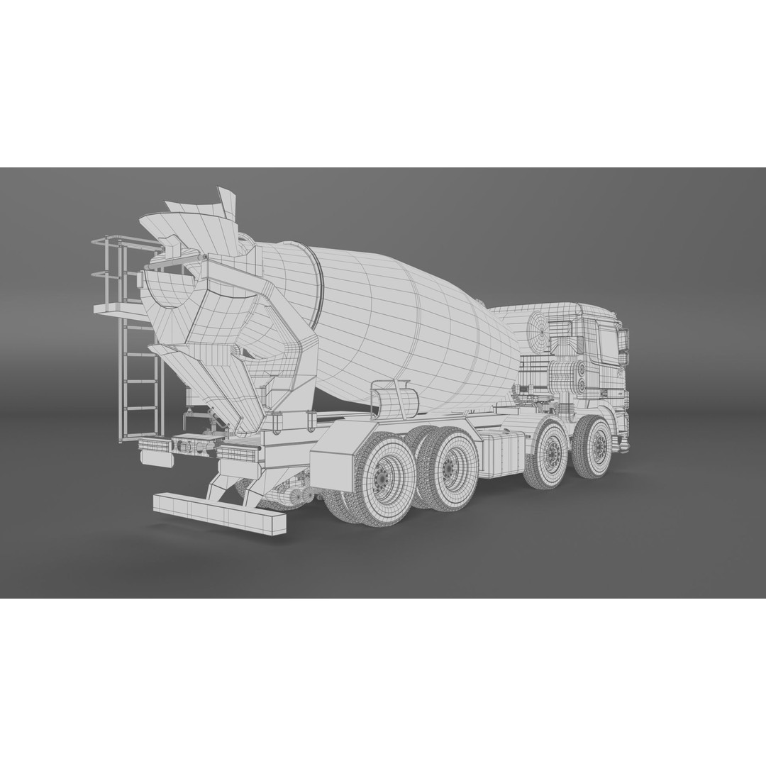 Mercedes ACTROS 4141 B Cement Mixer 3D Model – High Poly PBR Asset, FBX & Blender - View 21
