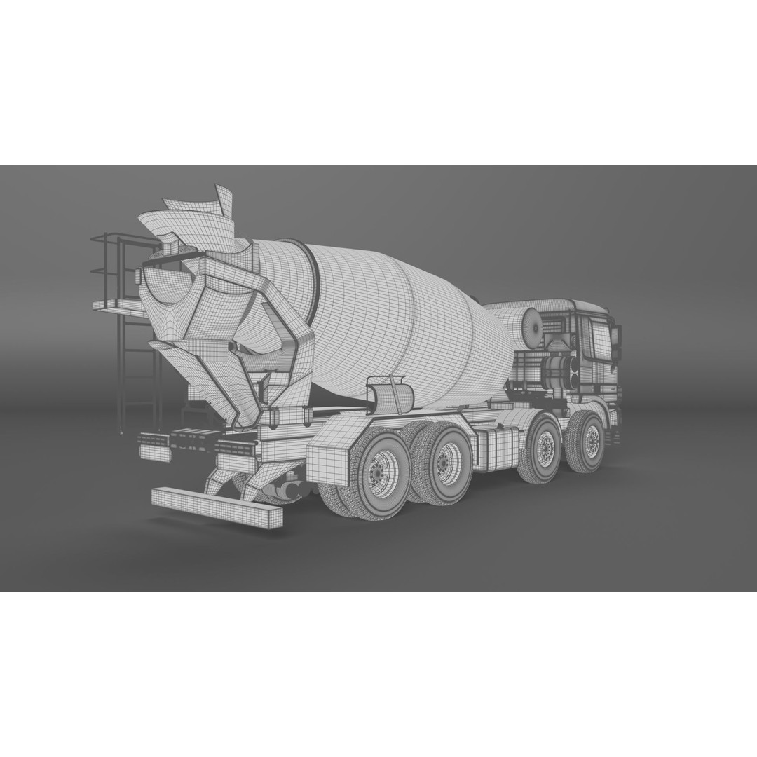 Mercedes ACTROS 4141 B Cement Mixer 3D Model – High Poly PBR Asset, FBX & Blender - View 22