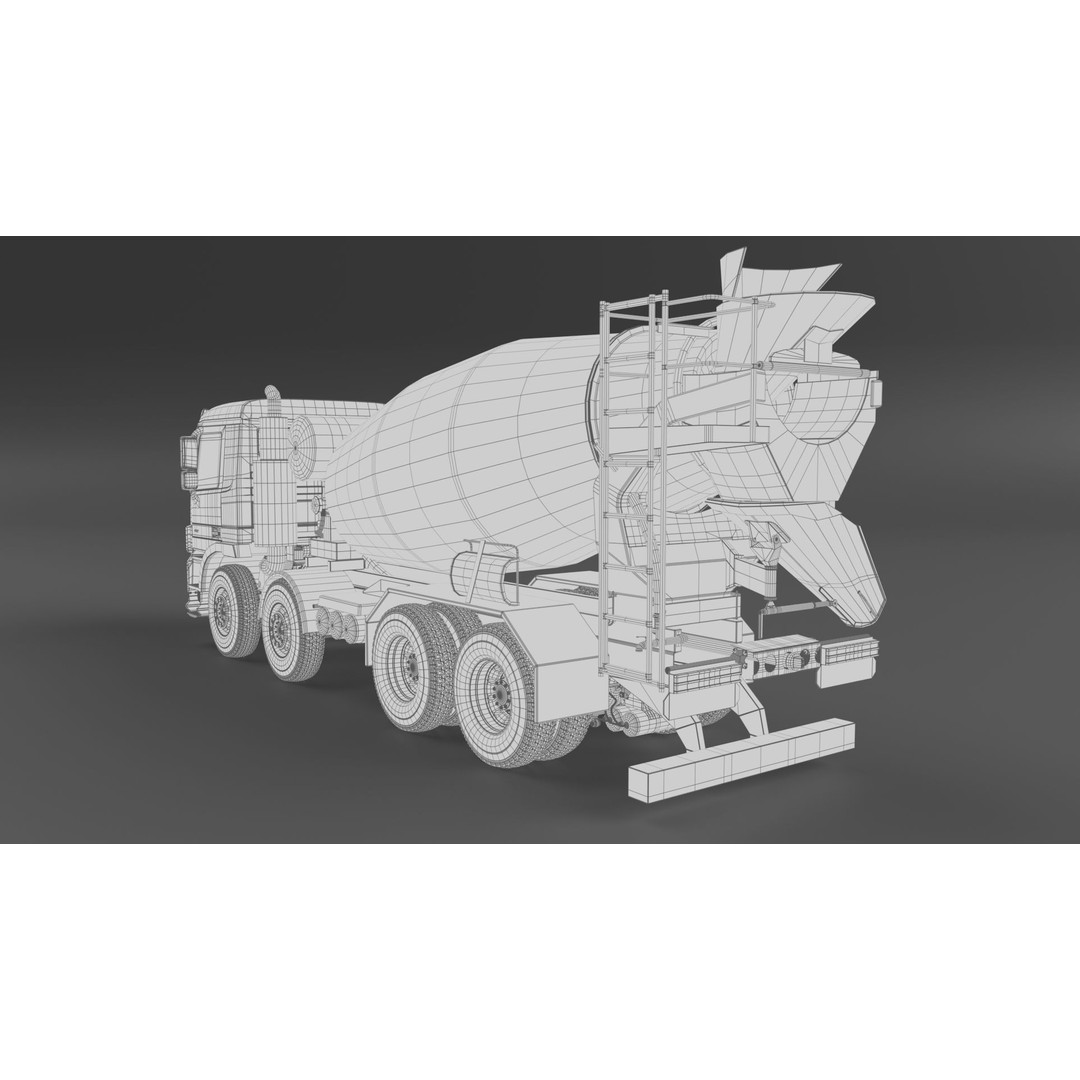Mercedes ACTROS 4141 B Cement Mixer 3D Model – High Poly PBR Asset, FBX & Blender - View 25