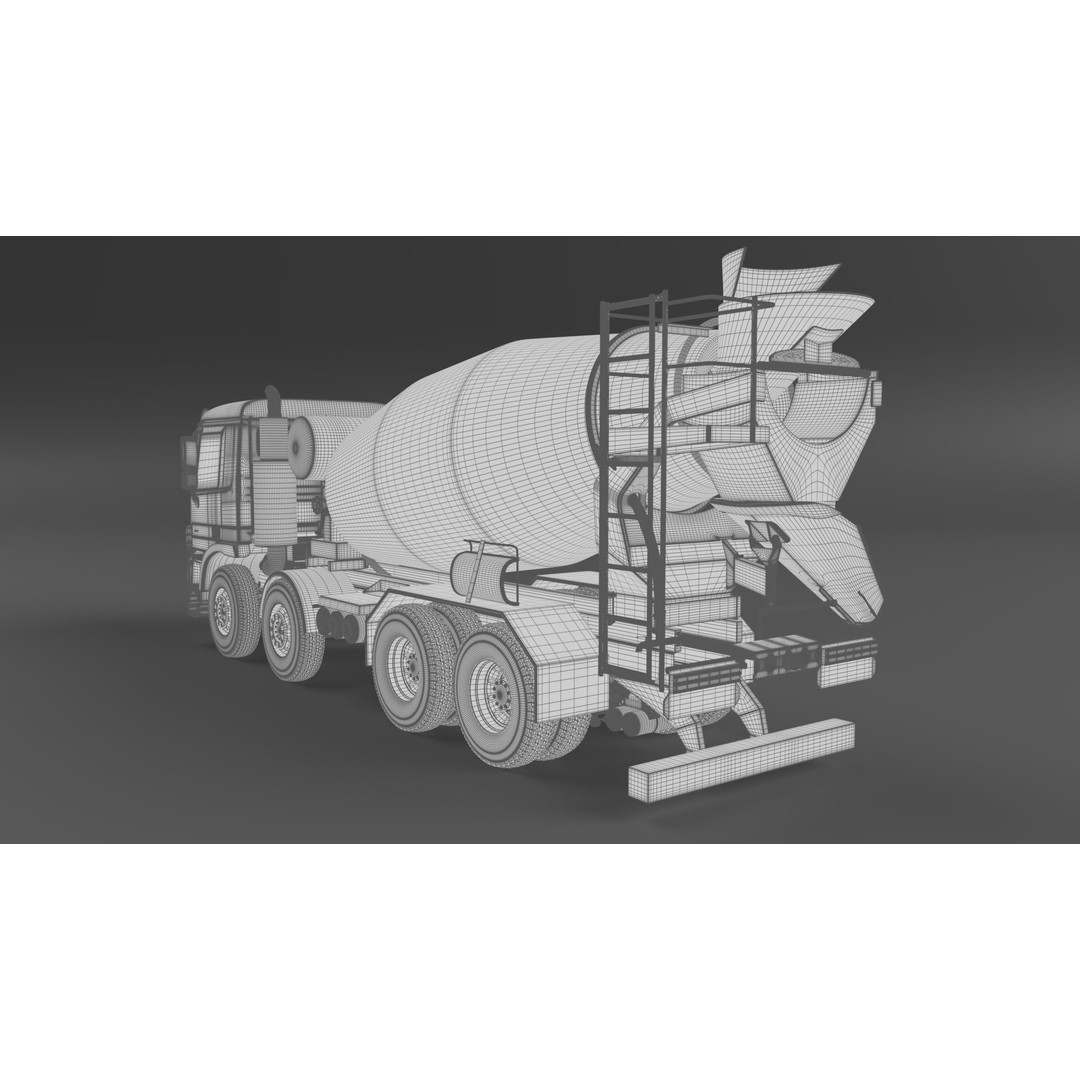 Mercedes ACTROS 4141 B Cement Mixer 3D Model – High Poly PBR Asset, FBX & Blender - View 26