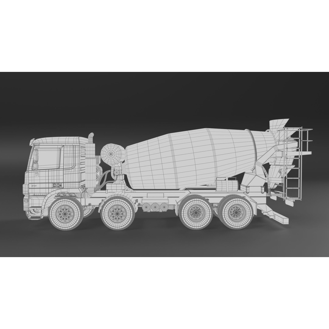 Mercedes ACTROS 4141 B Cement Mixer 3D Model – High Poly PBR Asset, FBX & Blender - View 27