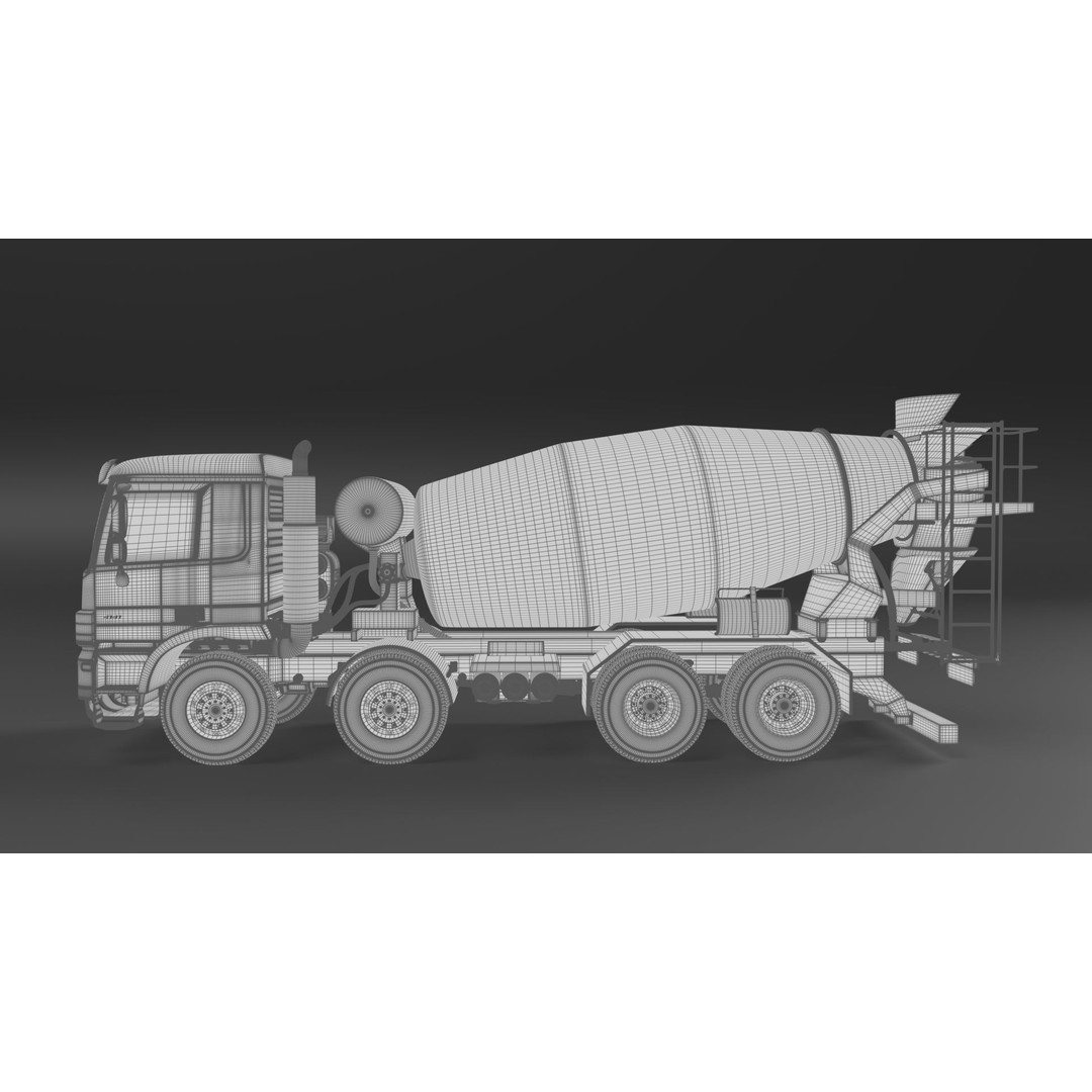 Mercedes ACTROS 4141 B Cement Mixer 3D Model – High Poly PBR Asset, FBX & Blender - View 28