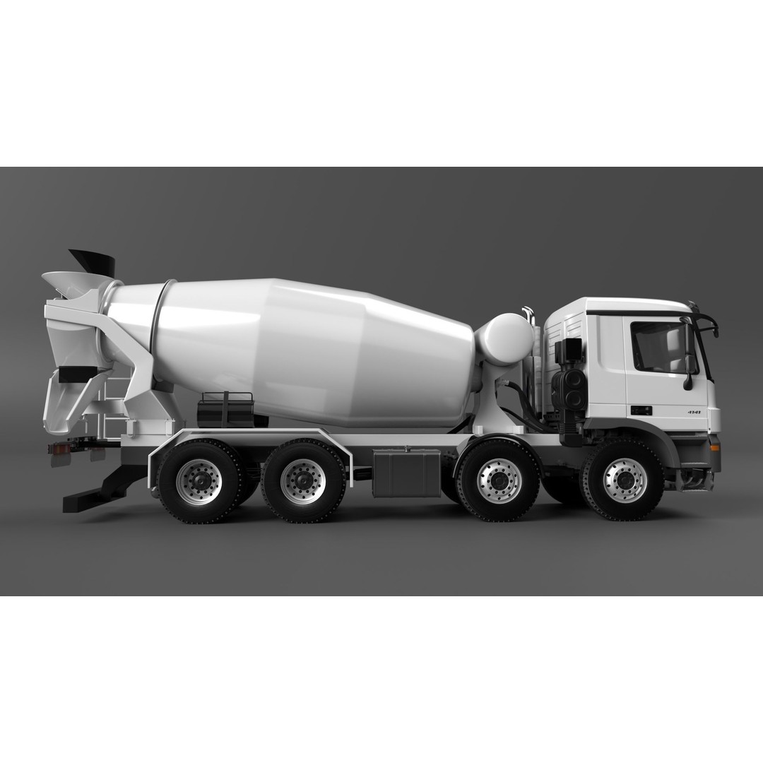 Mercedes ACTROS 4141 B Cement Mixer 3D Model – High Poly PBR Asset, FBX & Blender - View 3