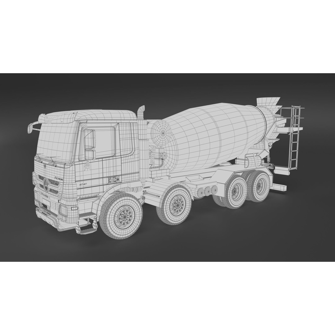 Mercedes ACTROS 4141 B Cement Mixer 3D Model – High Poly PBR Asset, FBX & Blender - View 31
