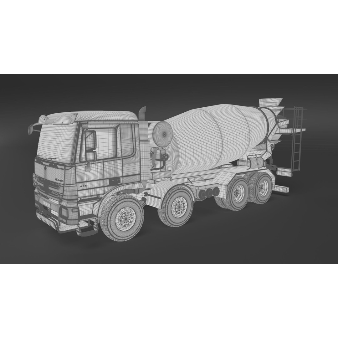 Mercedes ACTROS 4141 B Cement Mixer 3D Model – High Poly PBR Asset, FBX & Blender - View 32