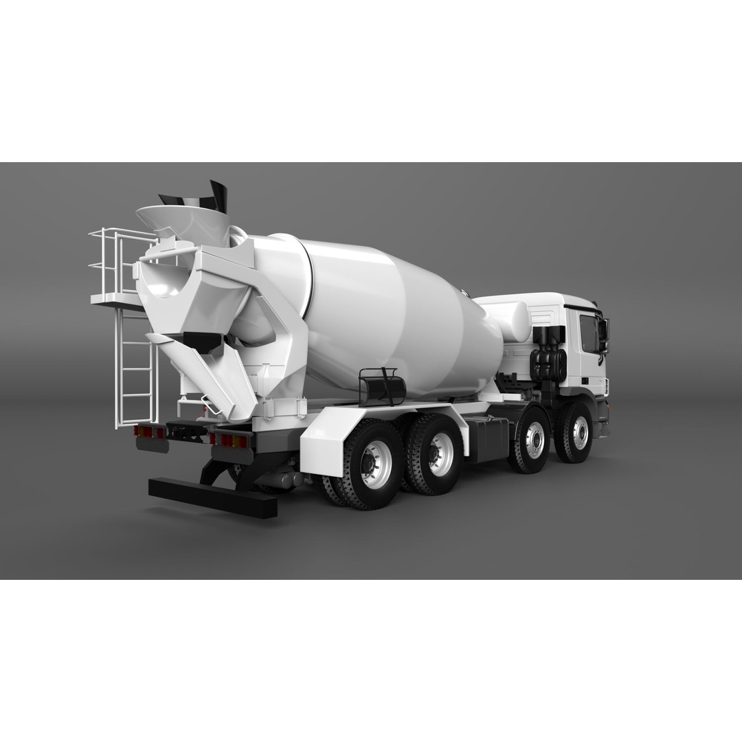 Mercedes ACTROS 4141 B Cement Mixer 3D Model – High Poly PBR Asset, FBX & Blender - View 4