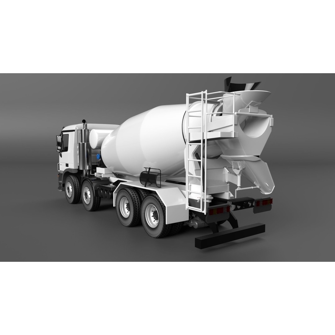 Mercedes ACTROS 4141 B Cement Mixer 3D Model – High Poly PBR Asset, FBX & Blender - View 6