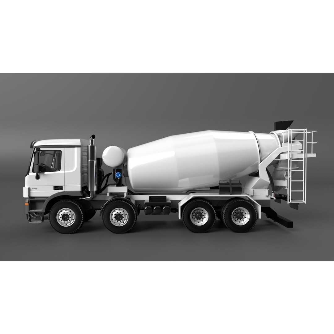 Mercedes ACTROS 4141 B Cement Mixer 3D Model – High Poly PBR Asset, FBX & Blender - View 7