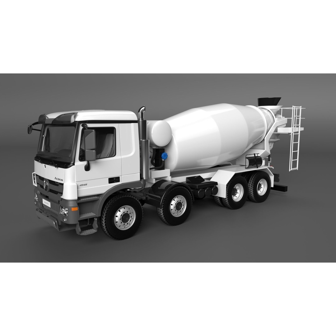 Mercedes ACTROS 4141 B Cement Mixer 3D Model – High Poly PBR Asset, FBX & Blender - View 8