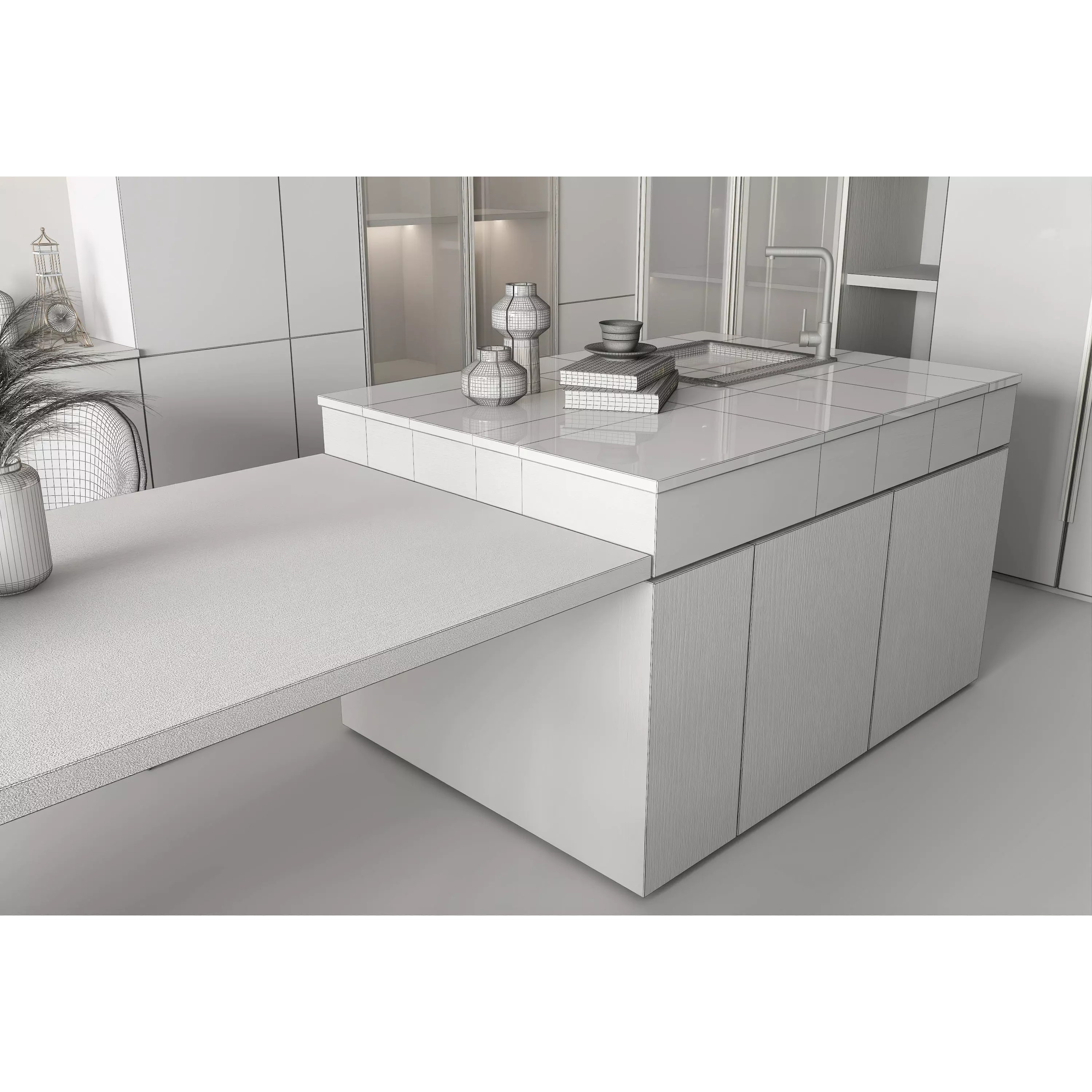 Contemporary Luxury Kitchen Interior - Photorealistic 3D Model - View 10