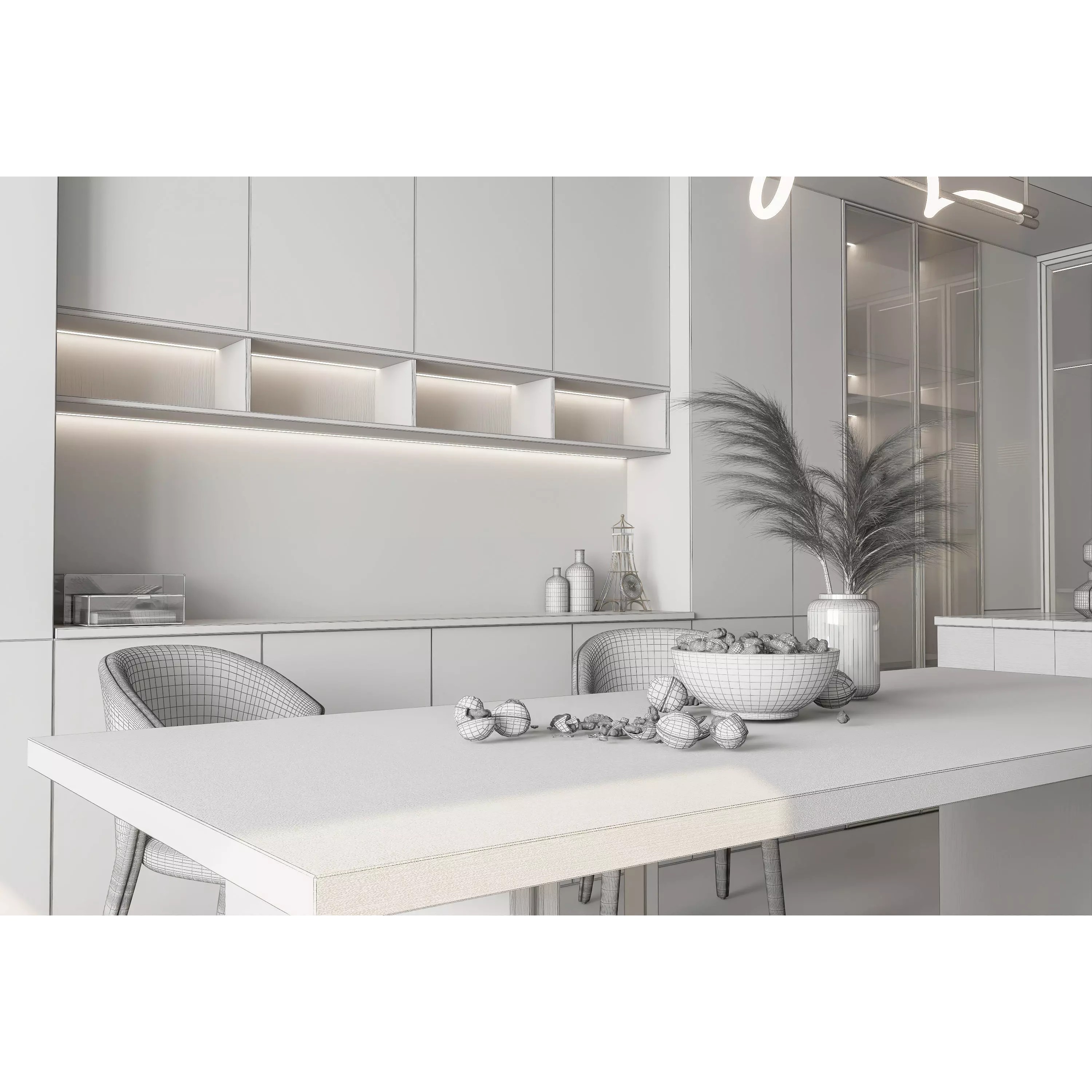 Contemporary Luxury Kitchen Interior - Photorealistic 3D Model - View 12