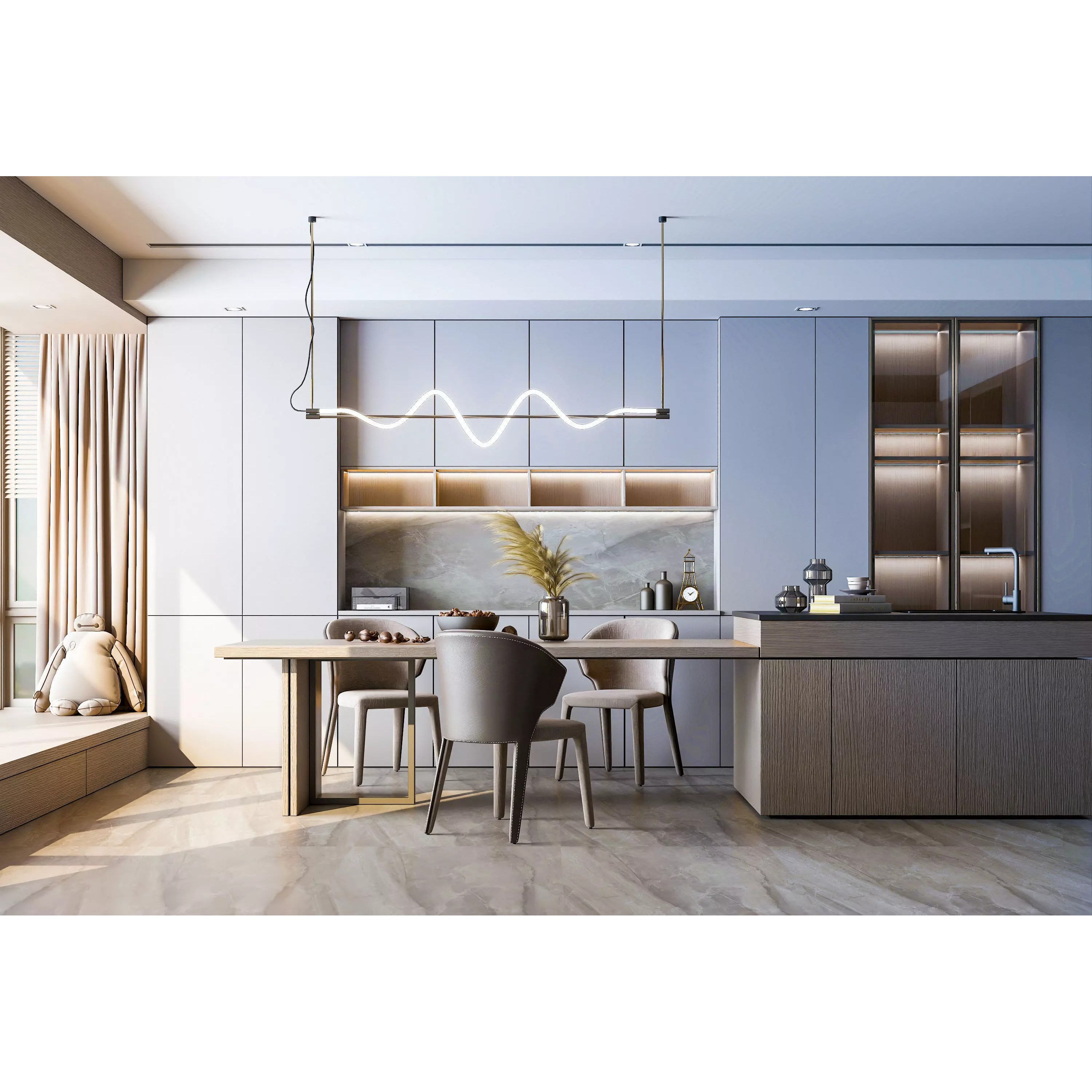 Contemporary Luxury Kitchen Interior - Photorealistic 3D Model - View 2