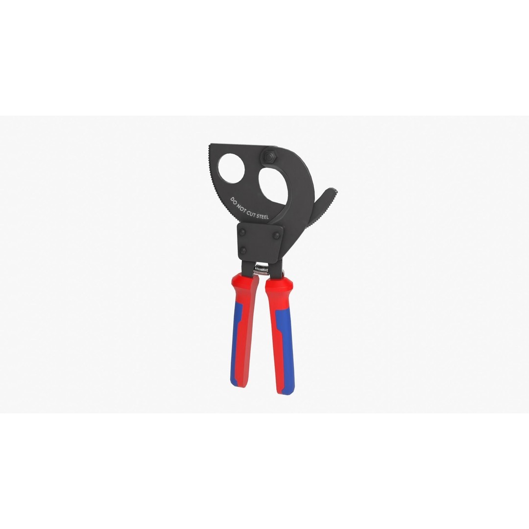 Ratchet Wire Cutters 3D Model – Low Poly PBR Tool, FBX, OBJ - View 10