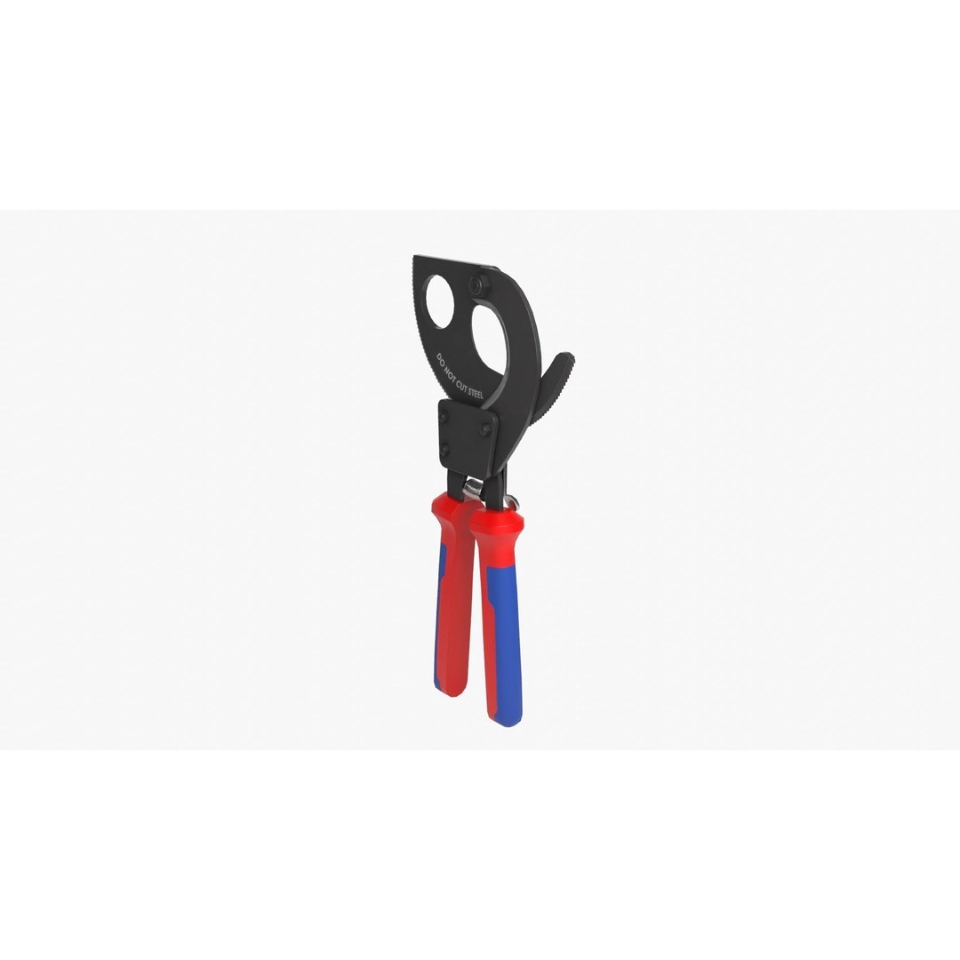 Ratchet Wire Cutters 3D Model – Low Poly PBR Tool, FBX, OBJ - View 11