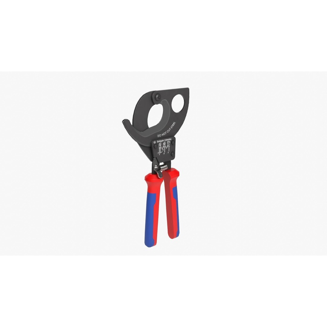 Ratchet Wire Cutters 3D Model – Low Poly PBR Tool, FBX, OBJ - View 14
