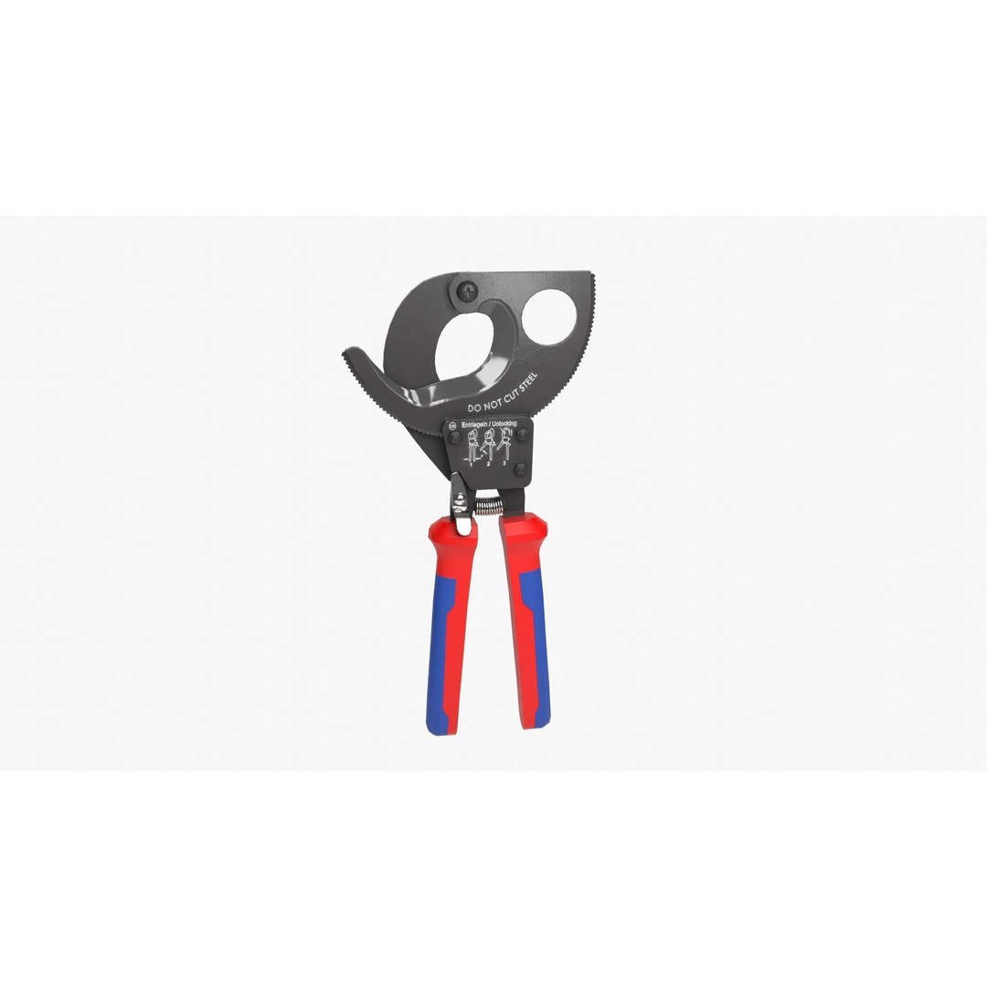 Ratchet Wire Cutters 3D Model – Low Poly PBR Tool, FBX, OBJ - View 3